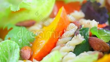 素食，健康，生菜沙拉，新鲜蔬菜，水果，沙拉，早餐